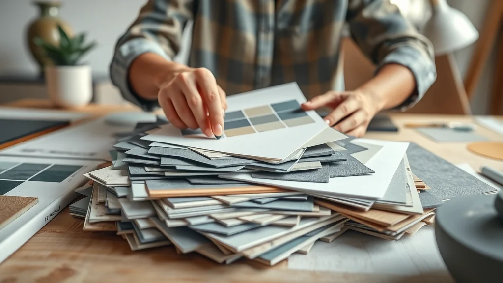 Cohesive home design samples with layered color palettes and materials showing thoughtful choices for a harmonious home scheme