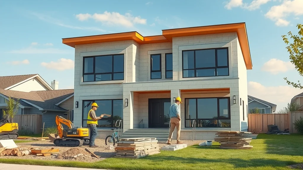 Modern custom house exterior under construction for custom home build comparison